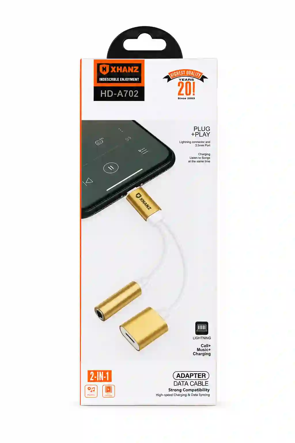 c4c7df94-75c6-44c0-ad9c-44f1aab4d1a2 تبدیل شارژر و هندزفری آیفون X-HANZ مدل HD-A702 - Image 1
