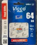 کارت حافظه 64 گیگ ویکومن مدل 600x plus کلاس 10 استاندارد سرعت 90MBs با گارانتی مادام العمر