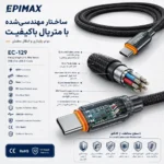 کابل تبدیل USB-C اپیمکس مدل EC-129 ظرفیت ۶۵ وات طول ۱ متر - Image 2